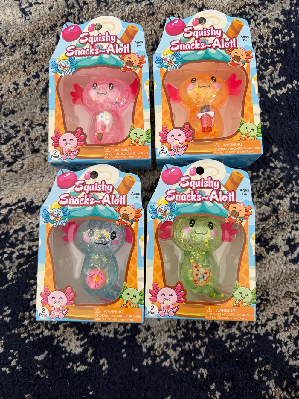 Squishy Snacks-Aloh Glitter Snack Squishies - Pink, Orange, Blue, Green